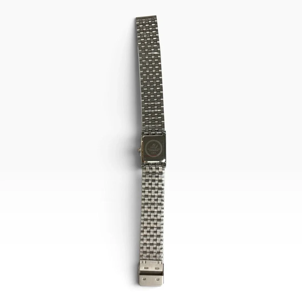 ORSGA Women's Rectangular Quartz Bracelet Watch Silver Tone Blue Hands 1180L